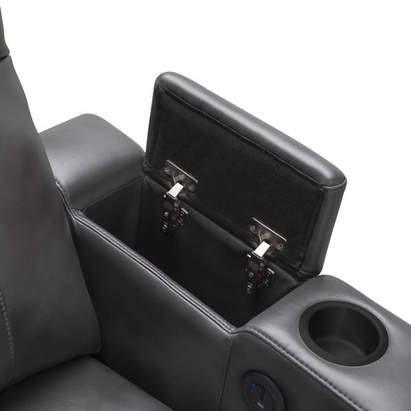 Ebern Designs Fairfax Vegan Leather Power Reclining Home Theater